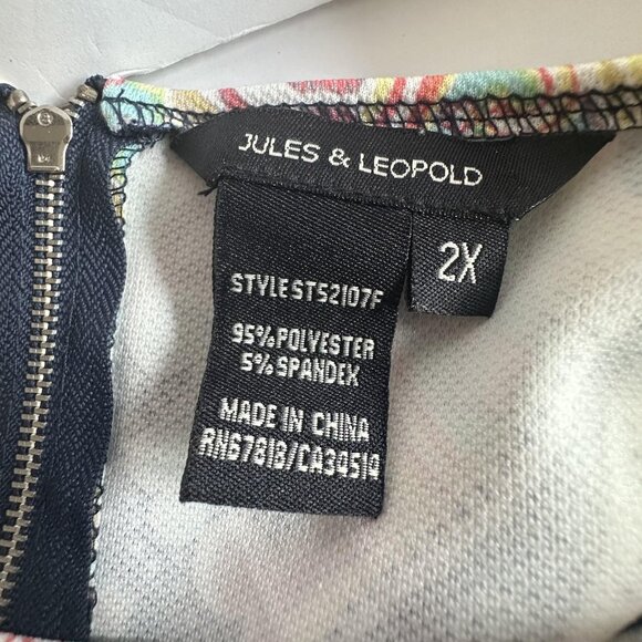 Jules & Leopold Top Womens 2X Multicolor Paisley Stretch Zip Back Artsy Boho - Picture 5 of 9